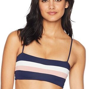 L Space L3603 Rebel Stripe Top Midnight Blue/Primrose/Cream Women's Size XS
